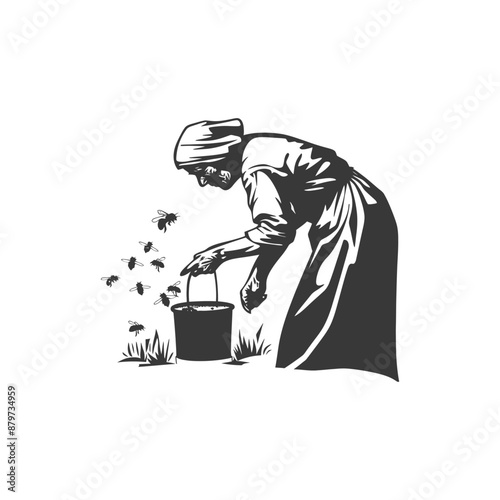 minimalist logo or symbol for elderly woman activity black color only