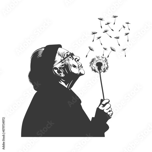 minimalist logo or symbol for elderly woman activity black color only