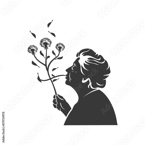 minimalist logo or symbol for elderly woman activity black color only
