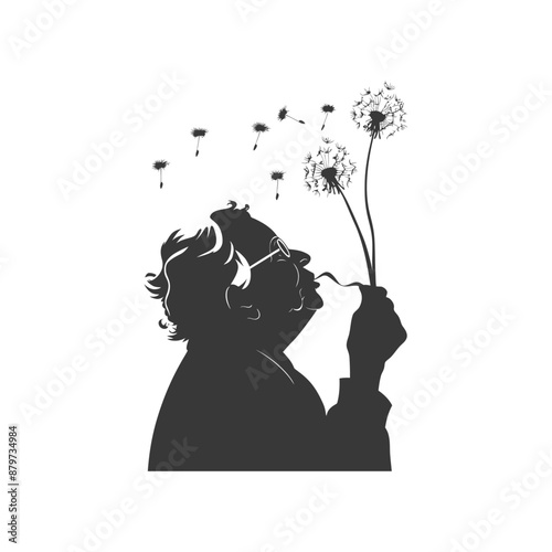 minimalist logo or symbol for elderly woman activity black color only