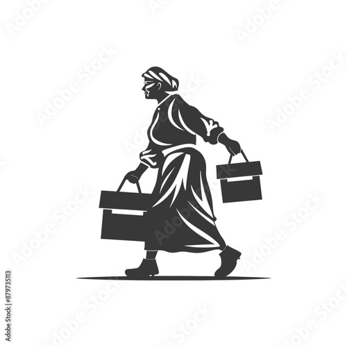 minimalist logo or symbol for elderly woman activity black color only