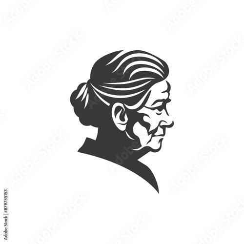 minimalist logo or symbol for elderly woman activity black color only