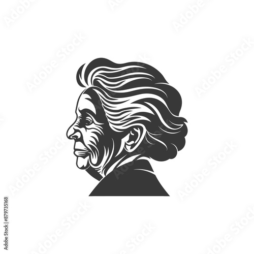 minimalist logo or symbol for elderly woman activity black color only