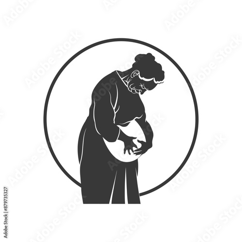 minimalist logo or symbol for elderly woman activity black color only