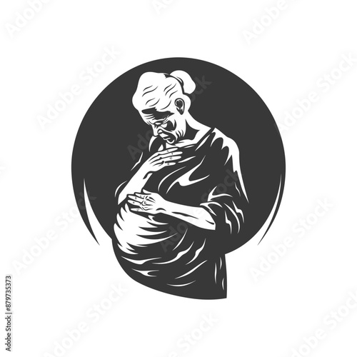 minimalist logo or symbol for elderly woman activity black color only