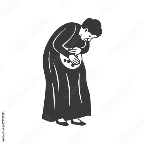 minimalist logo or symbol for elderly woman activity black color only