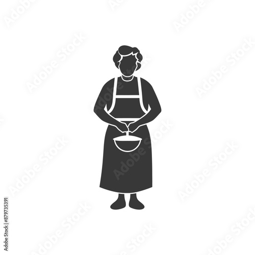 minimalist logo or symbol for elderly woman activity black color only