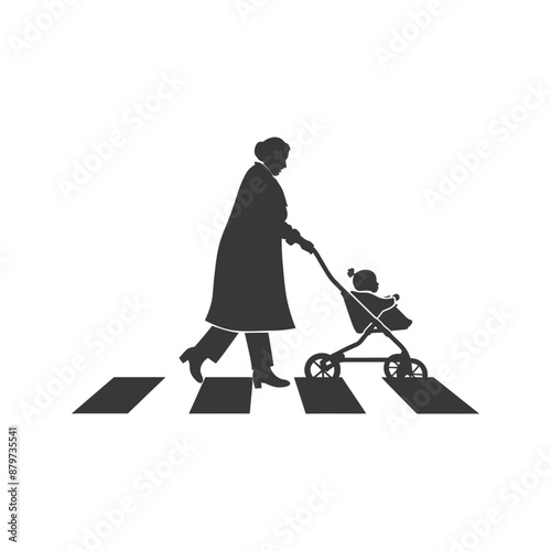 minimalist logo or symbol for elderly woman activity black color only