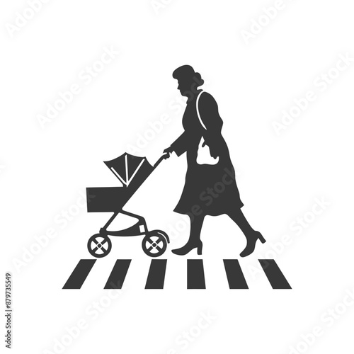 minimalist logo or symbol for elderly woman activity black color only