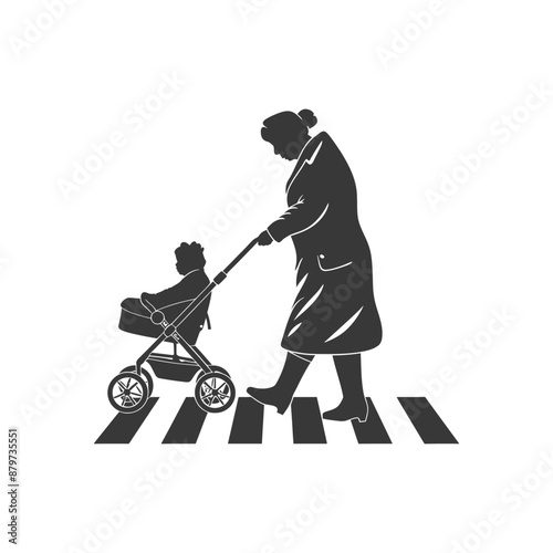 minimalist logo or symbol for elderly woman activity black color only