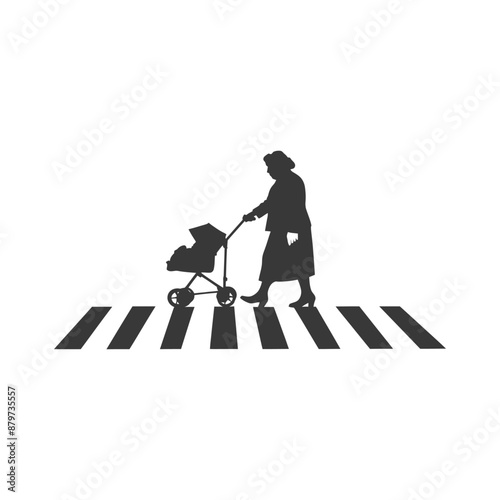 minimalist logo or symbol for elderly woman activity black color only