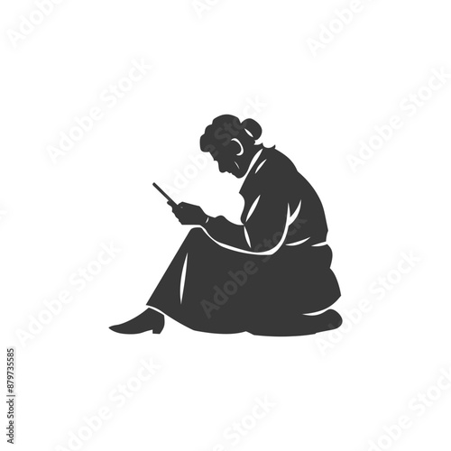 minimalist logo or symbol for elderly woman activity black color only
