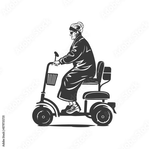 minimalist logo or symbol for elderly woman activity black color only