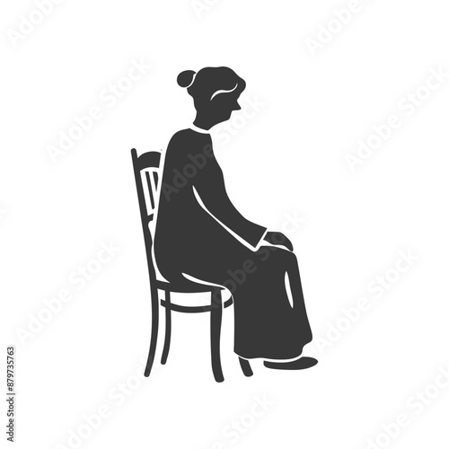 minimalist logo or symbol for elderly woman activity black color only