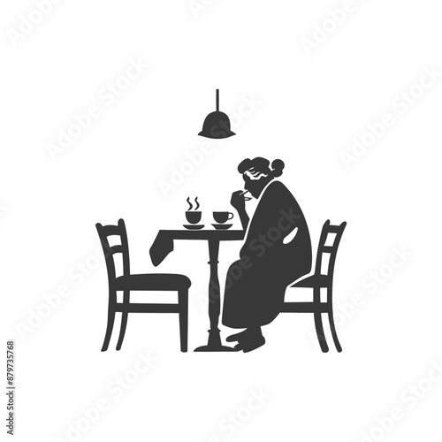 minimalist logo or symbol for elderly woman activity black color only