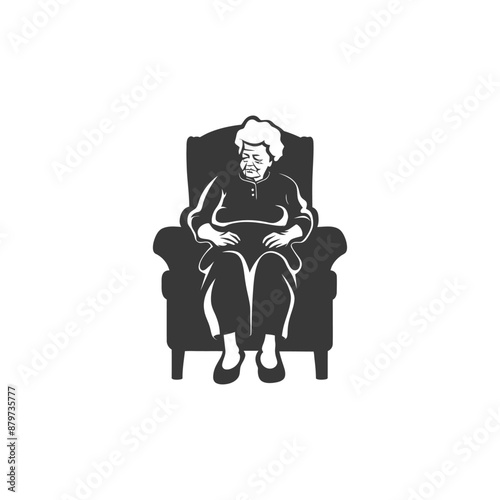 minimalist logo or symbol for elderly woman activity black color only