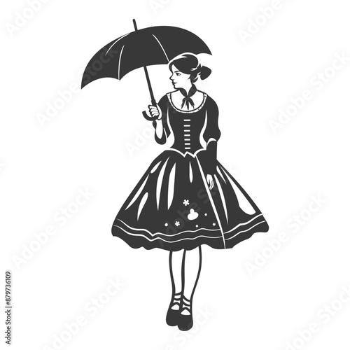 minimalist logo or symbol for germany women wearing dirndl black color only
