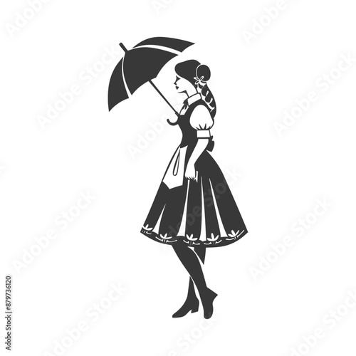 minimalist logo or symbol for germany women wearing dirndl black color only