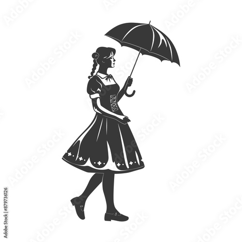minimalist logo or symbol for germany women wearing dirndl black color only