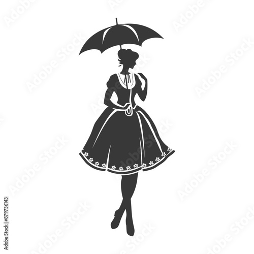 minimalist logo or symbol for germany women wearing dirndl black color only