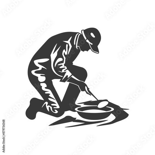 minimalist logo or symbol for goldsmith in action black color only