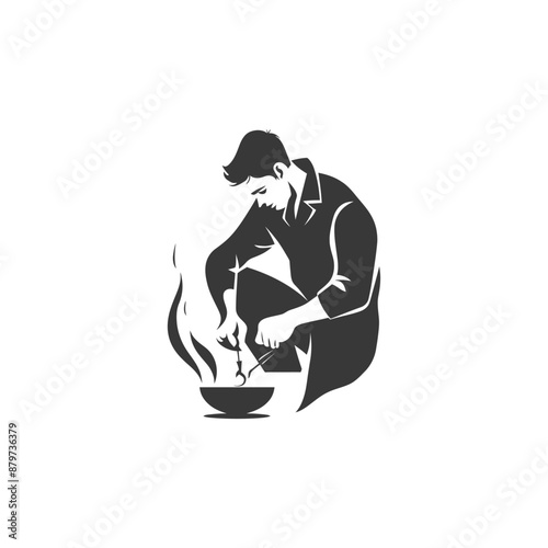 minimalist logo or symbol for goldsmith in action black color only