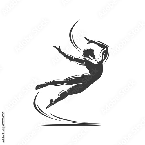 minimalist logo or symbol for gymnast athlete man black color only
