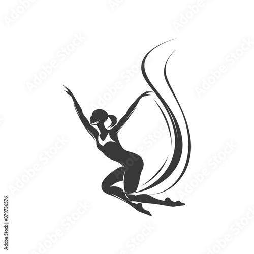 minimalist logo or symbol for gymnast athlete woman black color only