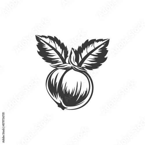 minimalist logo or symbol for hazelnut fruit black color only