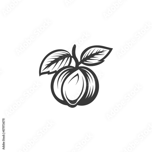 minimalist logo or symbol for hazelnut fruit black color only