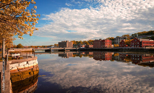 View across the Saugatuck River from Westport toward industrial buildings
