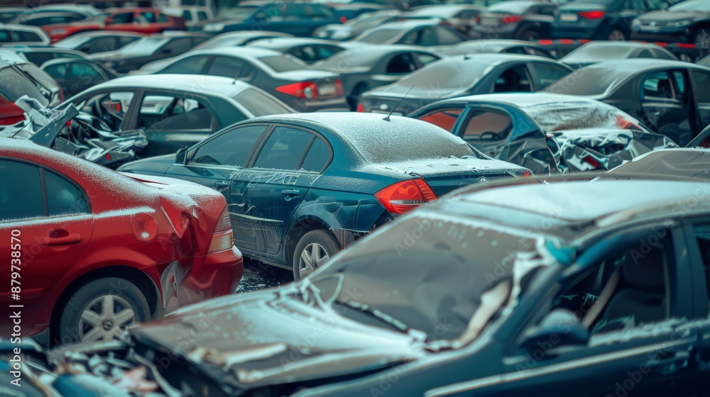 A car dealership inspects its inventory after a hailstorm, finding cars peppered with dents A car dealership inspects its inventory after a hailstorm, finding cars peppered with dents