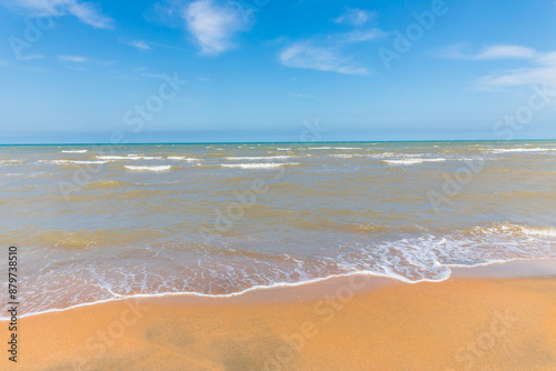 beach of the Caspian Sea near Derbent, Dagestan, Russia