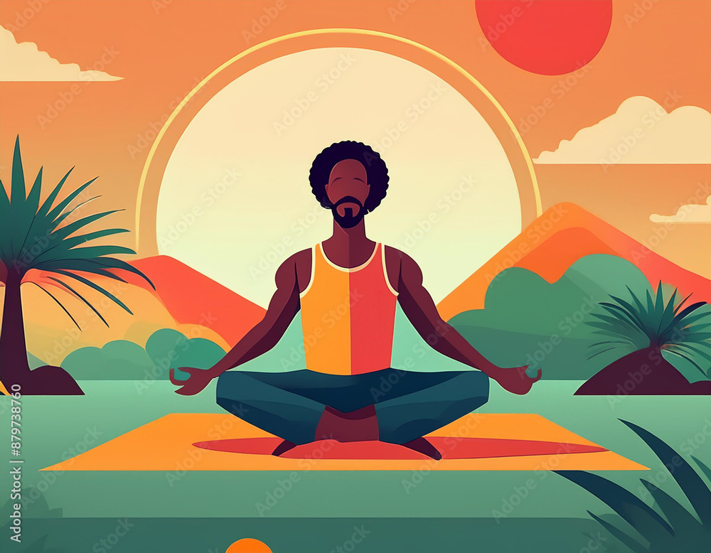 Retro Wellness: Male Yoga and Meditation in 1960s Outdoor Style Retro Wellness: Male Yoga and Meditation in 1960s Outdoor Style