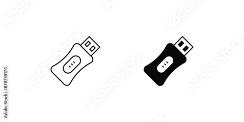usb flash drive set icon with white background vector stock illustration