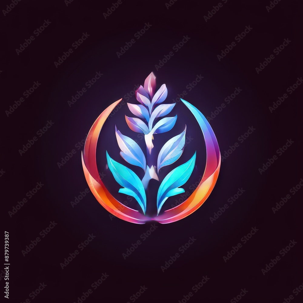 Abstract and Colorful Logo Illumination with Leaves Design Abstract and Colorful Logo Illumination with Leaves Design