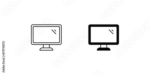 television set icon with white background vector stock illustration