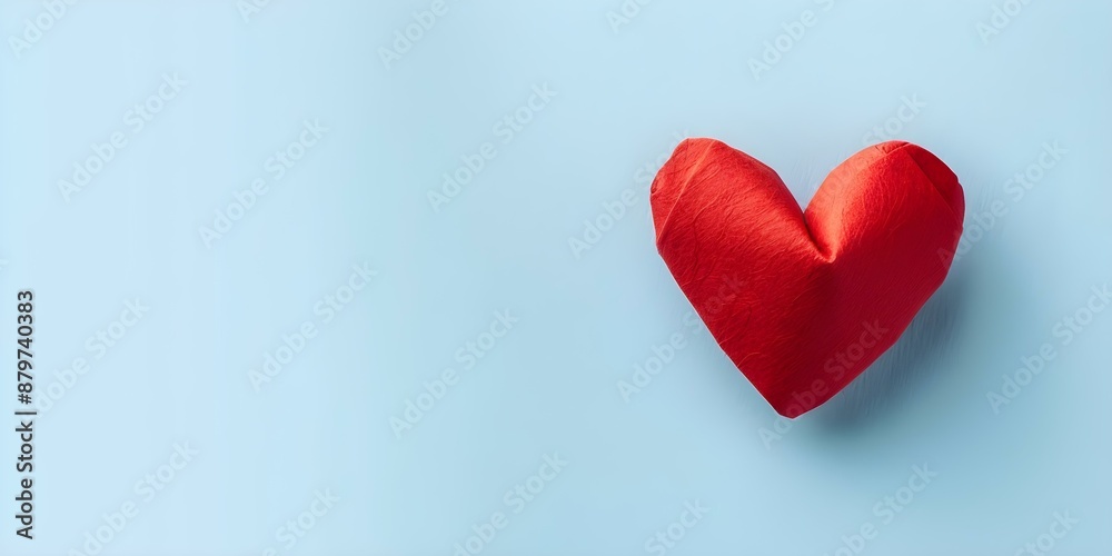 Fototapeta premium Symbolic paper heart against blue background captures the essence of World Donor Day. Concept World Donor Day, Paper Heart, Blue Background, Symbolism, Essence Capture