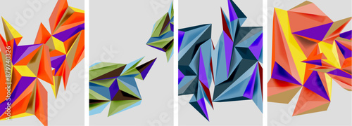 Set of mosaic triangle pattern abstract posters. Vector illustration For Wallpaper, Banner, Background, Card, Book Illustration, landing page