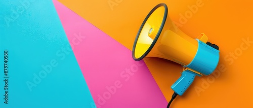marketing and advertising concept illustration featuring a megaphone on a colorful background ideal for promotional and publicity materials