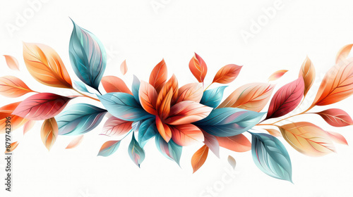 Beautiful digital floral with vibrant leaves, perfect for design elements and decorative purposes.