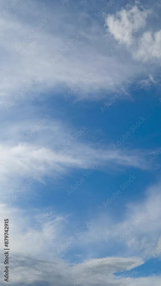 White soft clouds moving quickly by the horizon. Cloudscape formation low angle view. Timelapse. Vertical video White soft clouds moving quickly by the horizon. Cloudscape formation low angle view. Timelapse. Vertical video