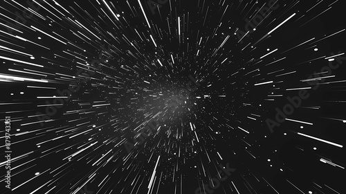 A star wars style black and white background with star trails, Generative AI illustrations. 