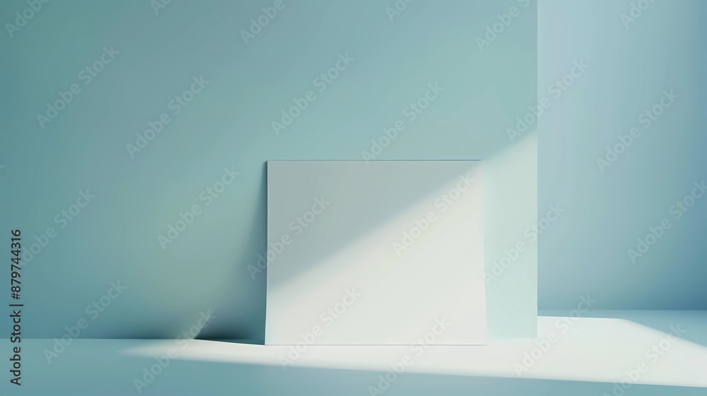 A white modern blank horizontal paper, soft blue background, Generative AI illustrations. A white modern blank horizontal paper, soft blue background, Generative AI illustrations.
