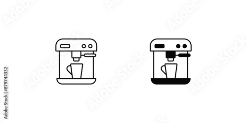 smart coffee maker set icon with white background vector stock illustration