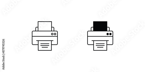 printer set icon with white background vector stock illustration