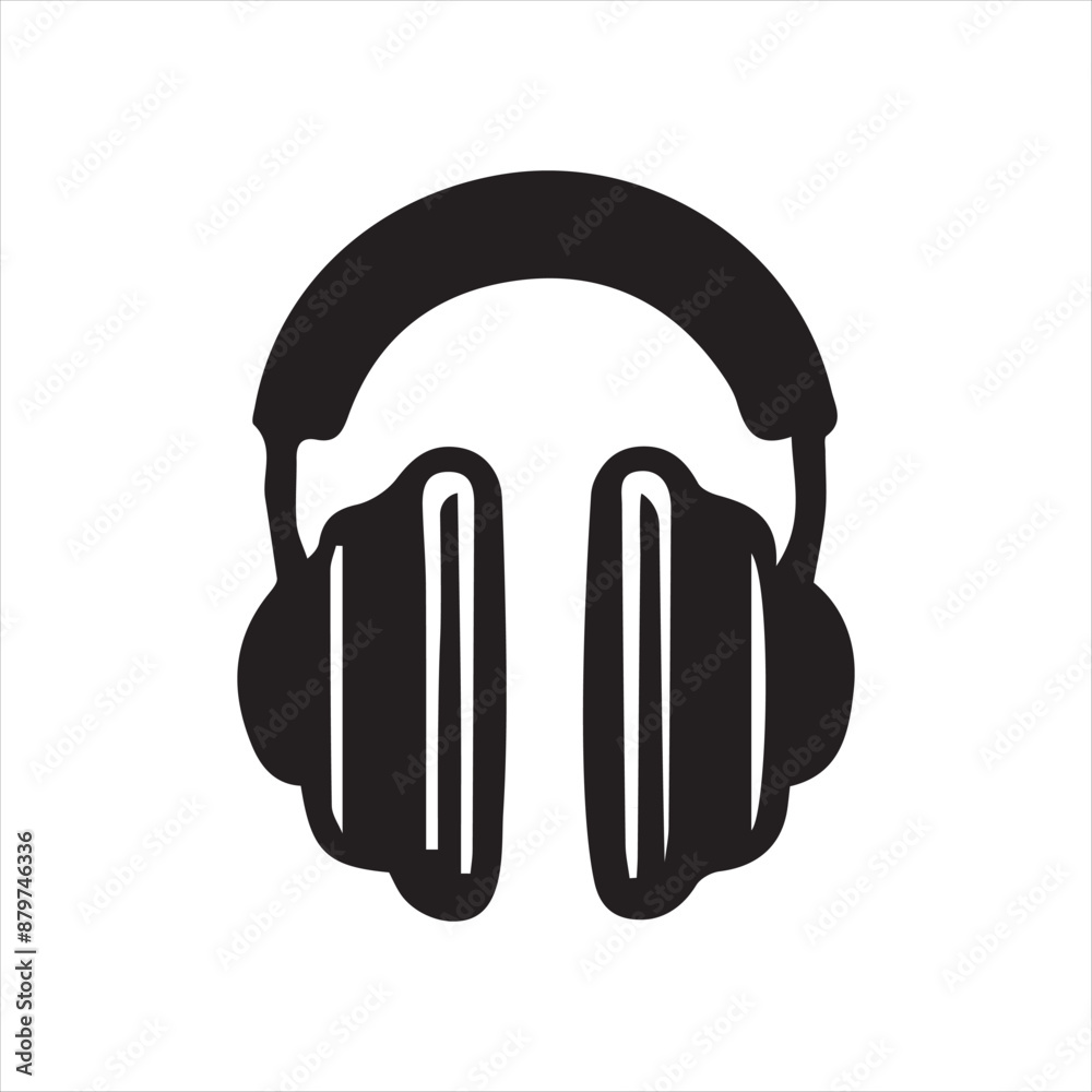 Headphones icon and line icon. Music symbol vector illustration Headphones icon and line icon. Music symbol vector illustration