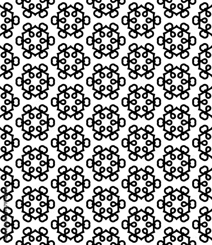 Black and white seamless abstract pattern. Background and backdrop. Grayscale ornamental design.