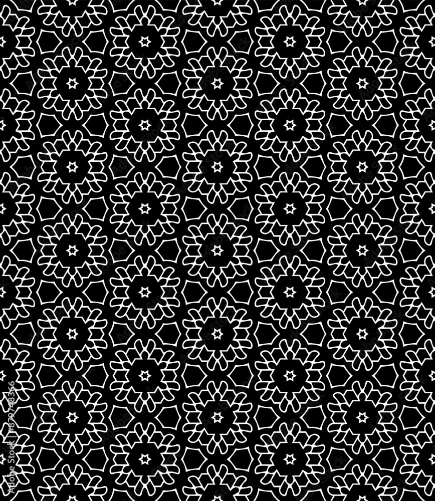 Black and white seamless abstract pattern. Background and backdrop. Grayscale ornamental design. Black and white seamless abstract pattern. Background and backdrop. Grayscale ornamental design.