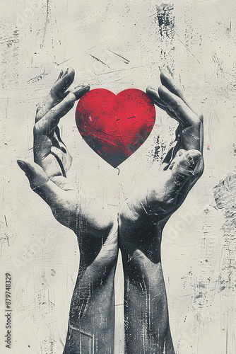 A conceptual image of hands holding a red heart symbol, conveying themes of love and care.